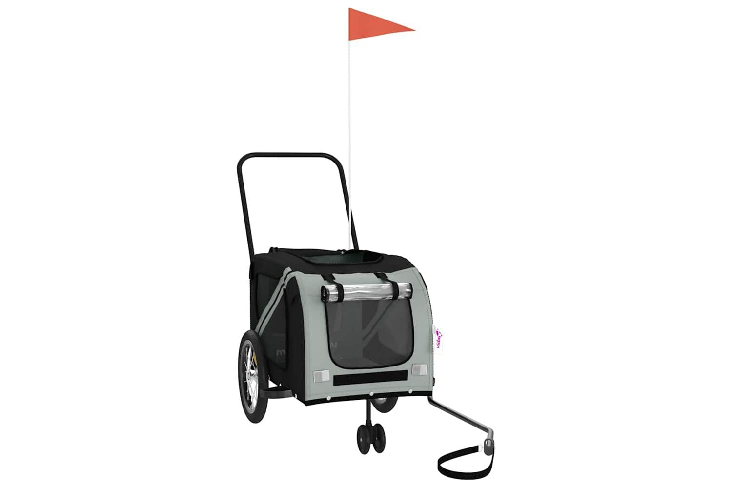 Vidaxl Pet Bike Trailer Grey And Black Oxford Fabric And Iron-3