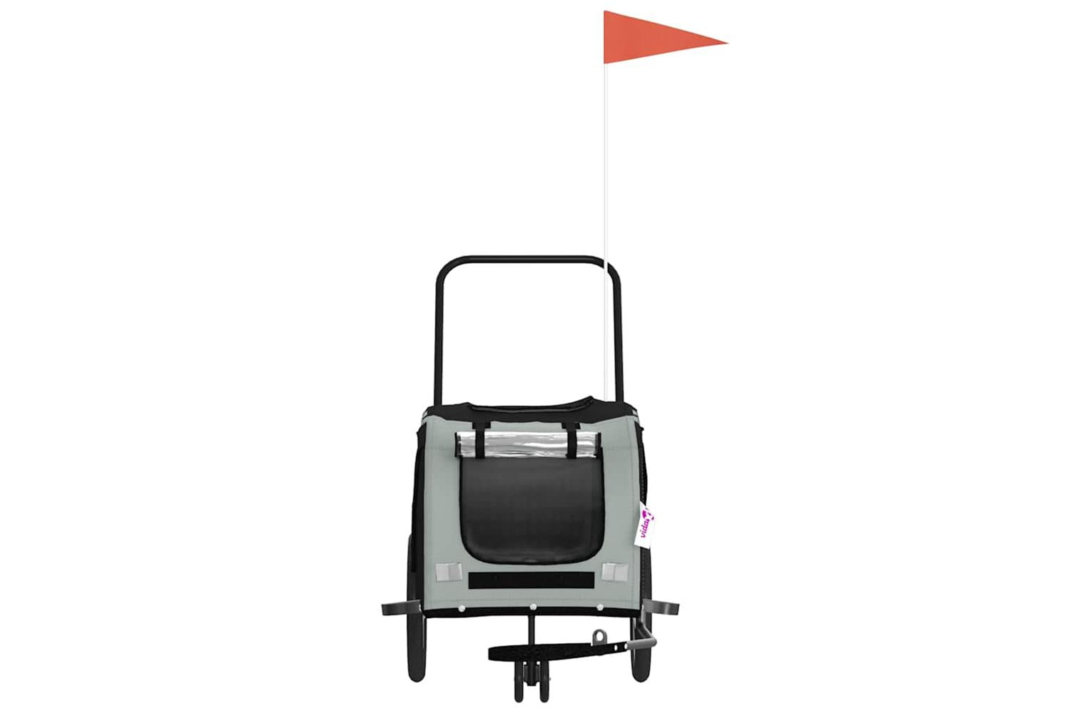 Vidaxl Pet Bike Trailer Grey And Black Oxford Fabric And Iron-4