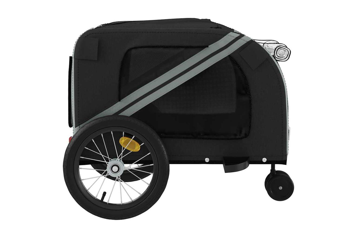 Vidaxl Pet Bike Trailer Grey And Black Oxford Fabric And Iron-7