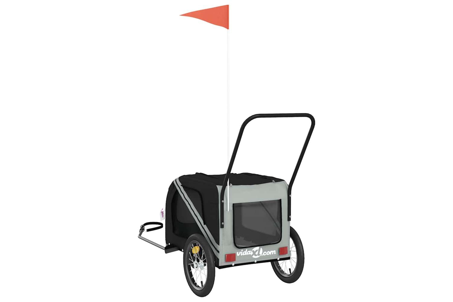 Vidaxl Pet Bike Trailer Grey And Black Oxford Fabric And Iron-8