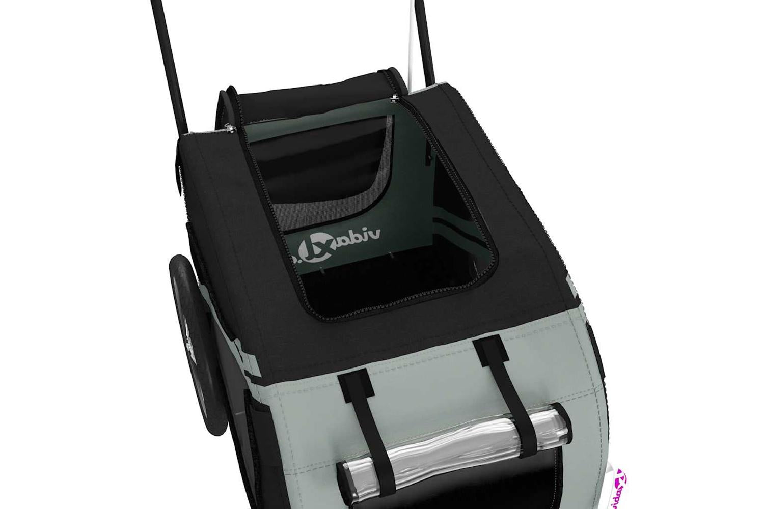 Vidaxl Pet Bike Trailer Grey And Black Oxford Fabric And Iron-10