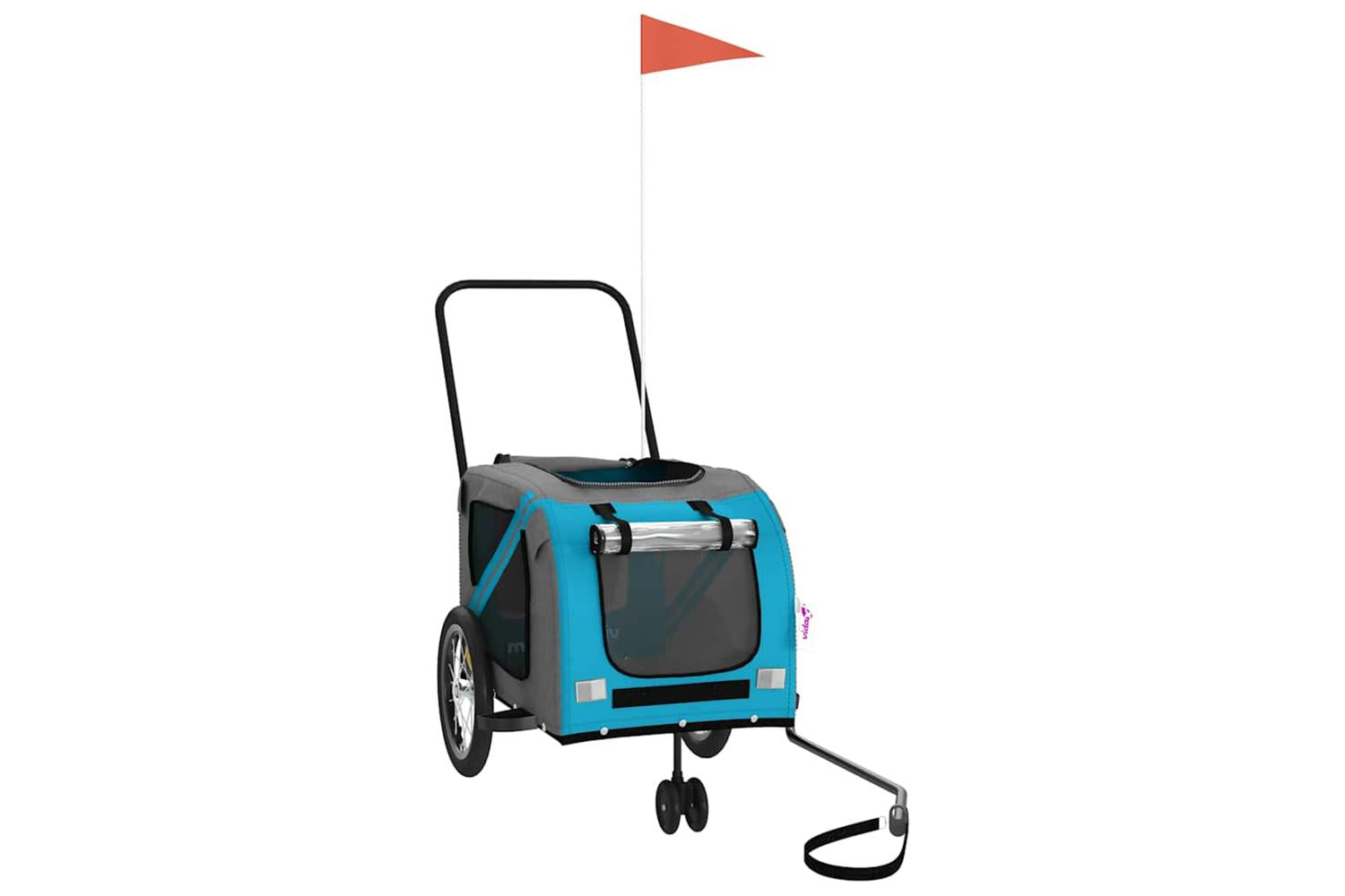 Vidaxl Pet Bike Trailer Blue And Grey Oxford Fabric And Iron-3