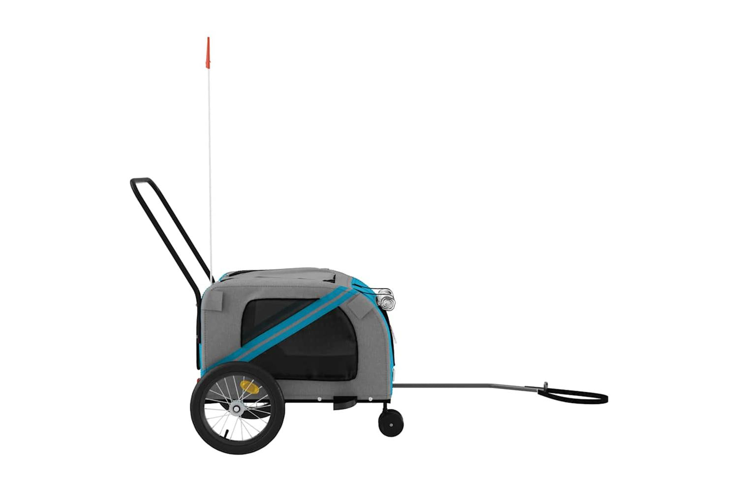 Vidaxl Pet Bike Trailer Blue And Grey Oxford Fabric And Iron-6