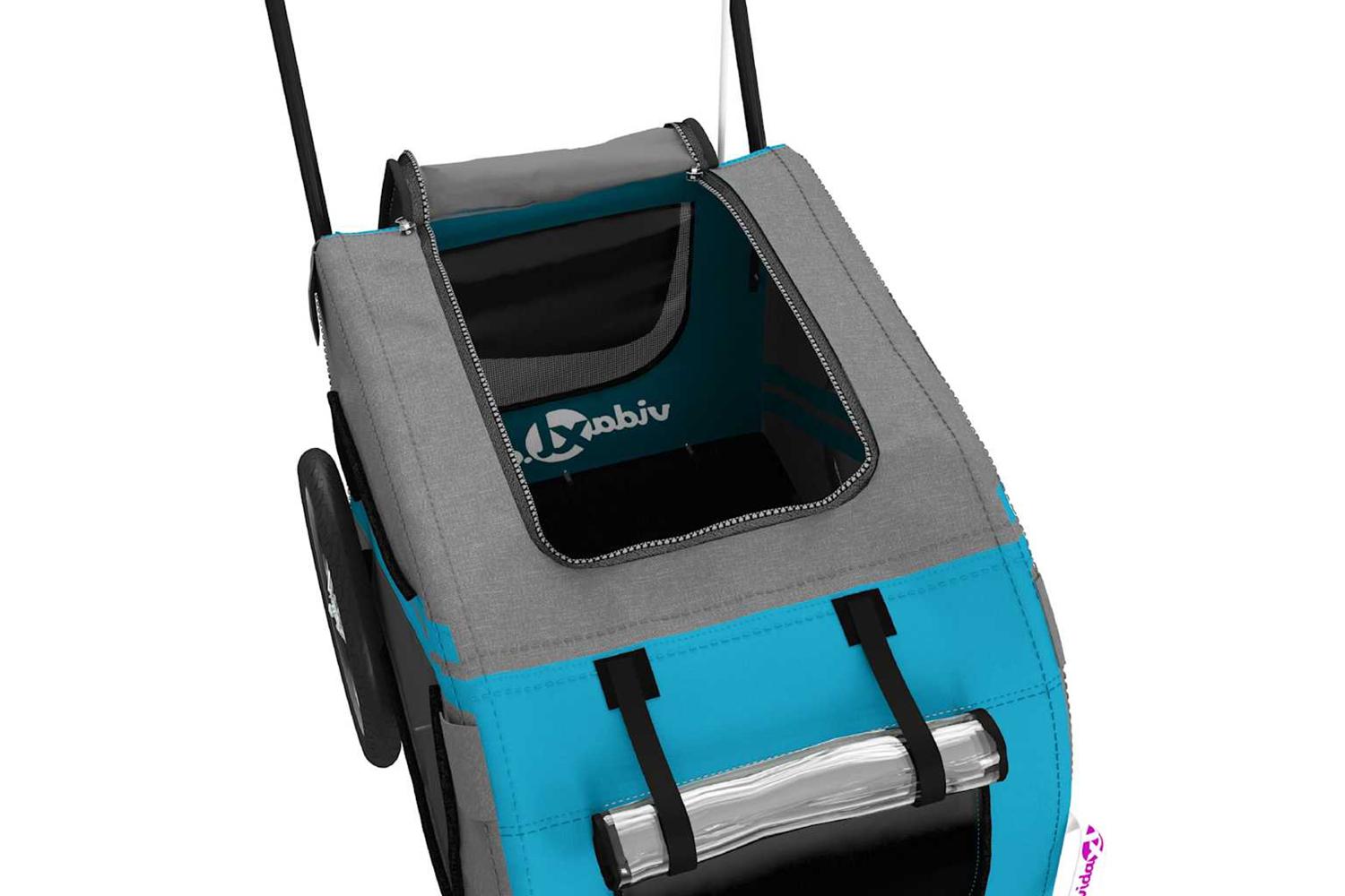 Vidaxl Pet Bike Trailer Blue And Grey Oxford Fabric And Iron-10