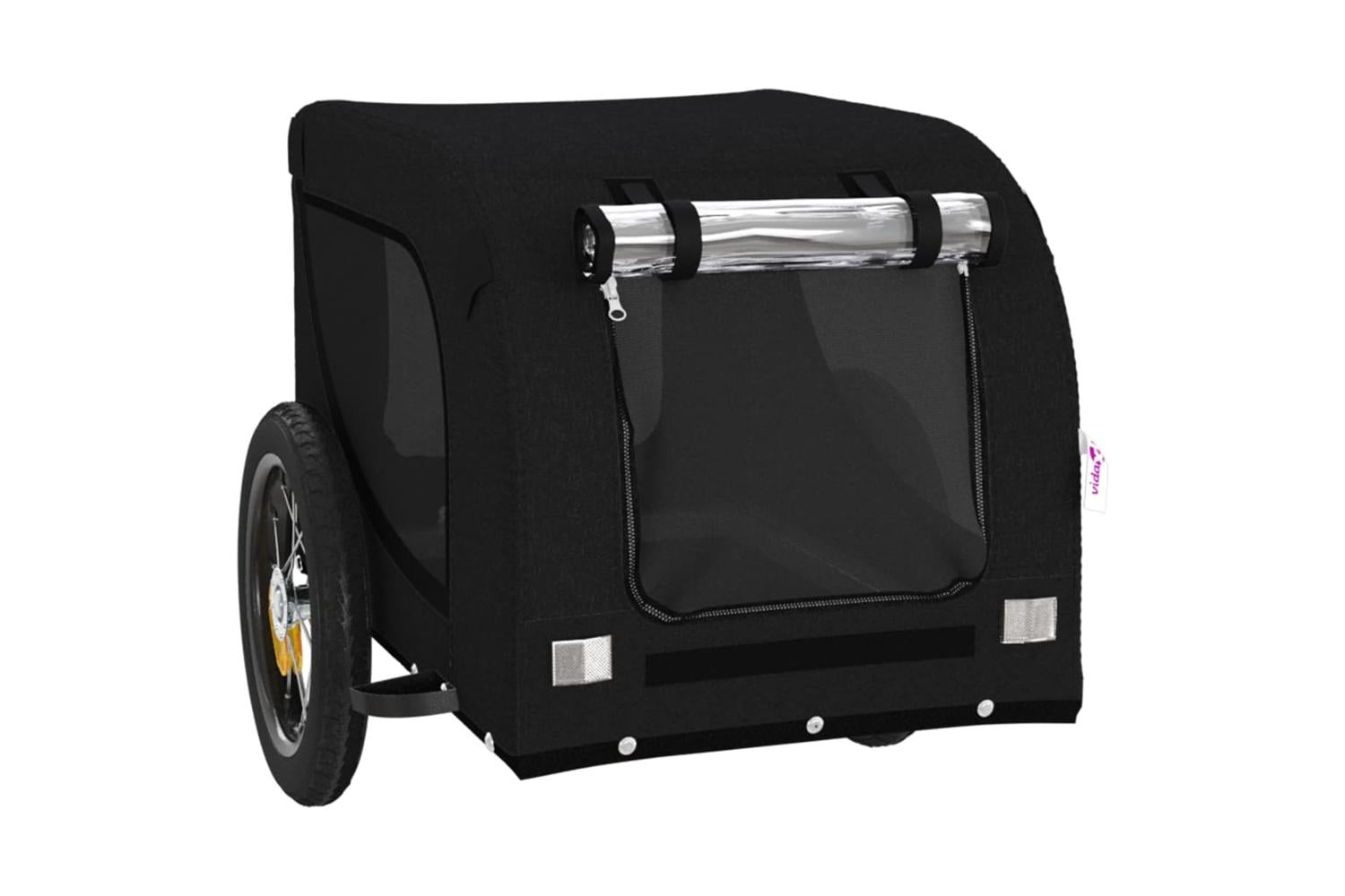 Vidaxl Pet Bike Trailer Black Oxford Fabric And Iron-4
