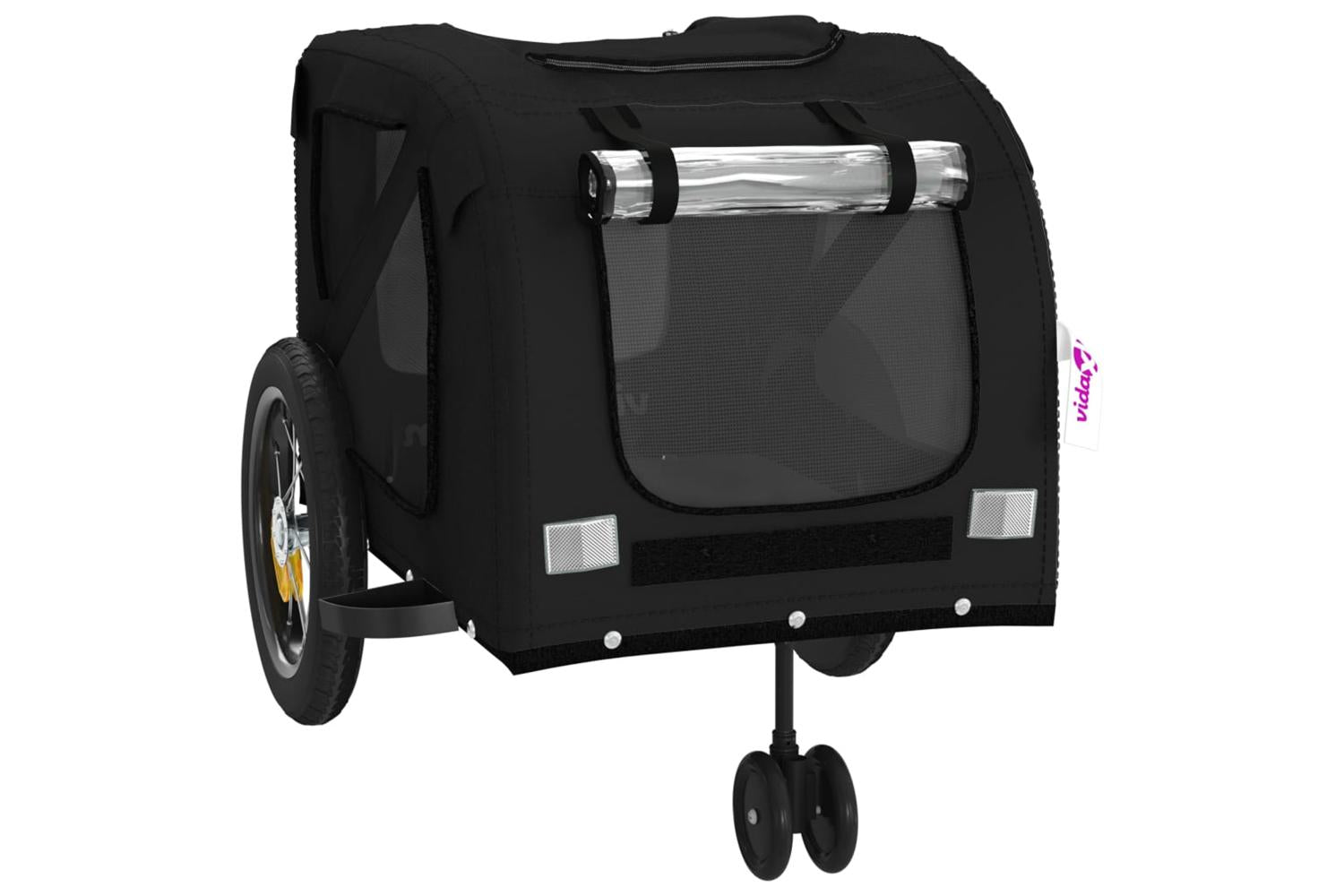 Vidaxl Pet Bike Trailer Black Oxford Fabric And Iron-5