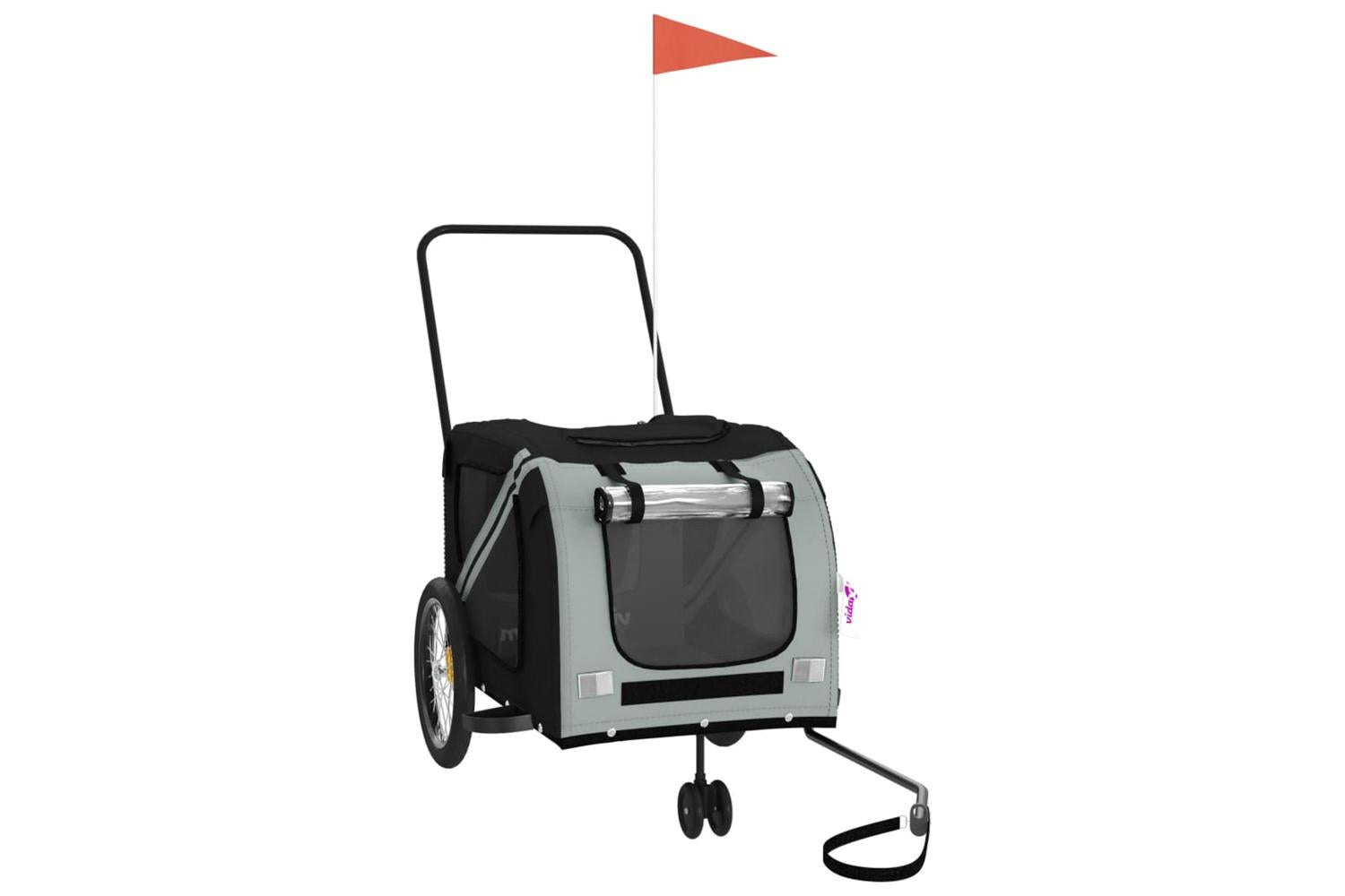 Vidaxl Pet Bike Trailer Grey And Black Oxford Fabric And Iron-2