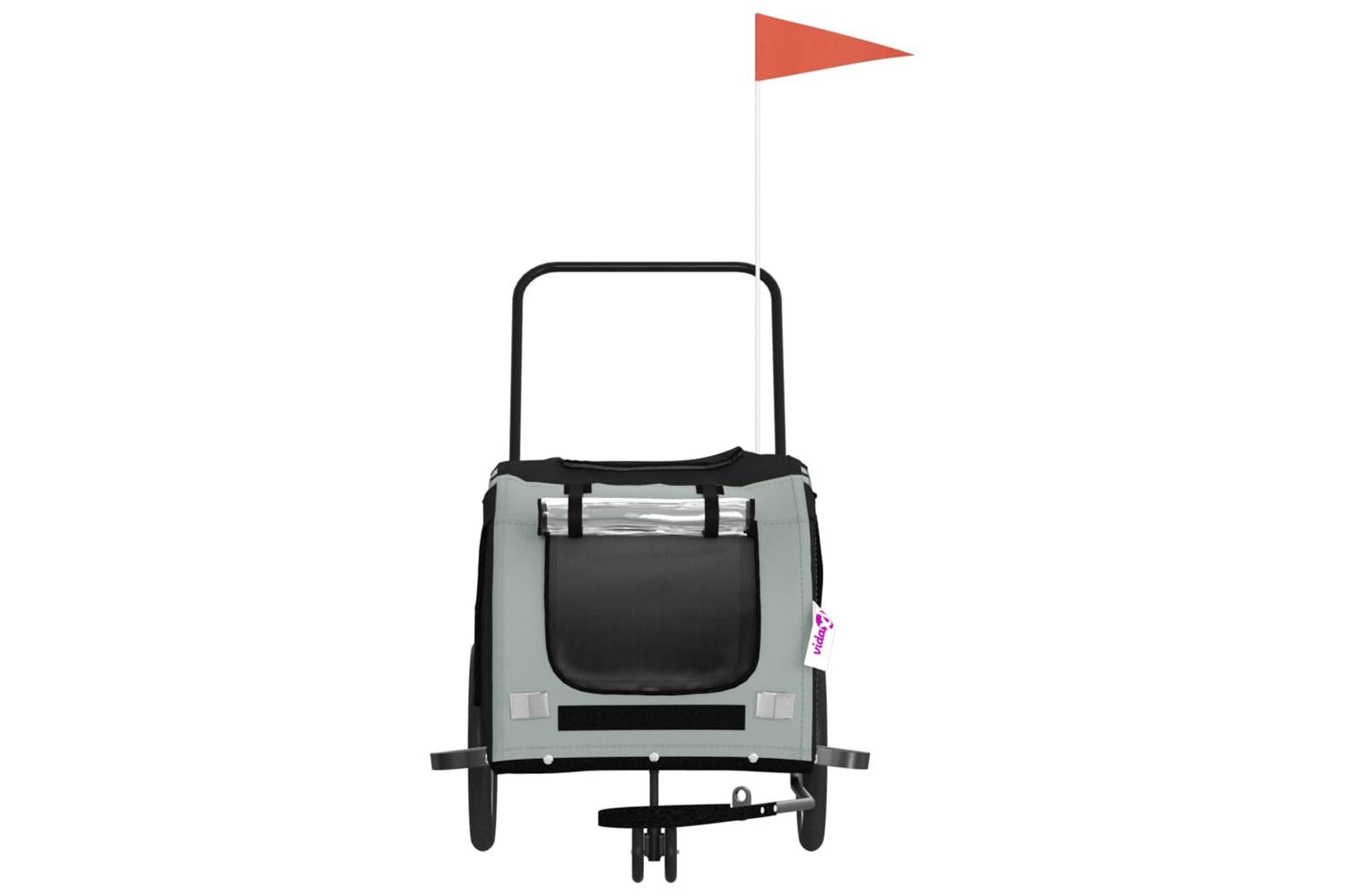 Vidaxl Pet Bike Trailer Grey And Black Oxford Fabric And Iron-4
