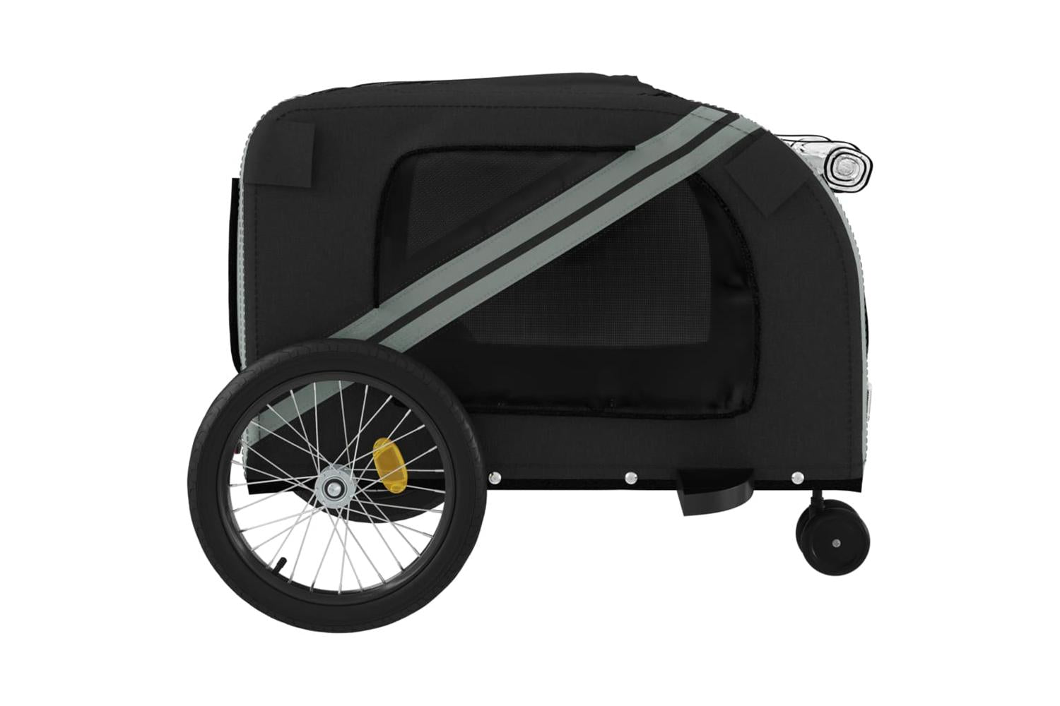 Vidaxl Pet Bike Trailer Grey And Black Oxford Fabric And Iron-7
