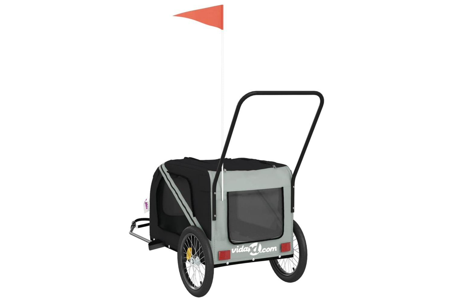 Vidaxl Pet Bike Trailer Grey And Black Oxford Fabric And Iron-8