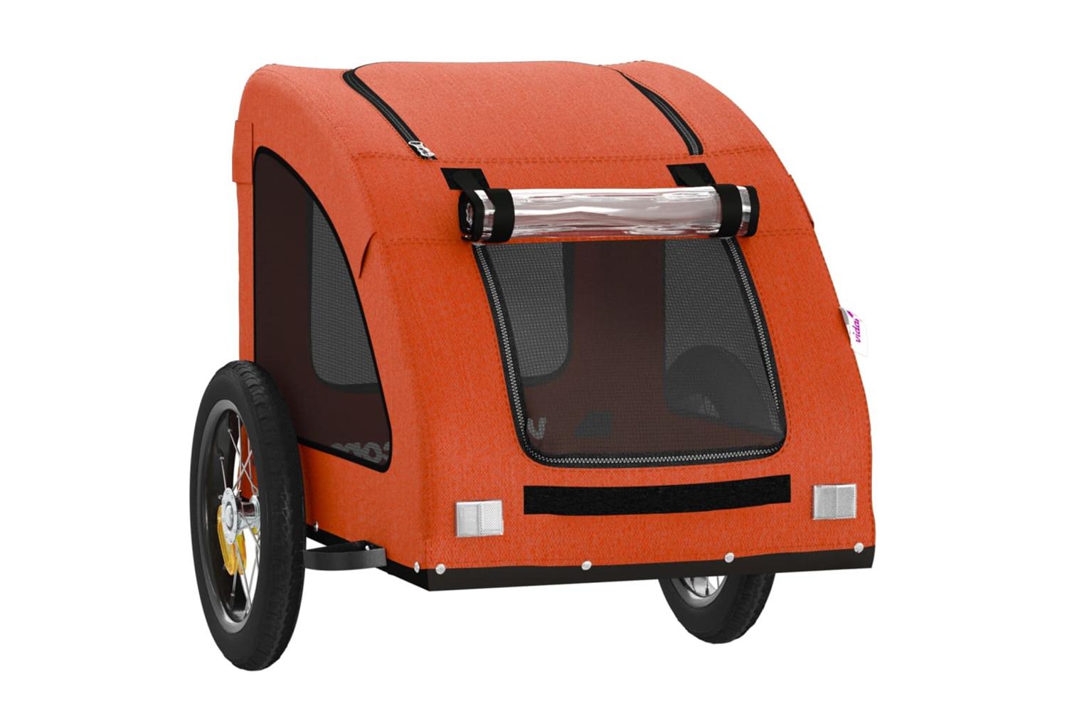 Vidaxl Pet Bike Trailer Orange Oxford Fabric And Iron-5