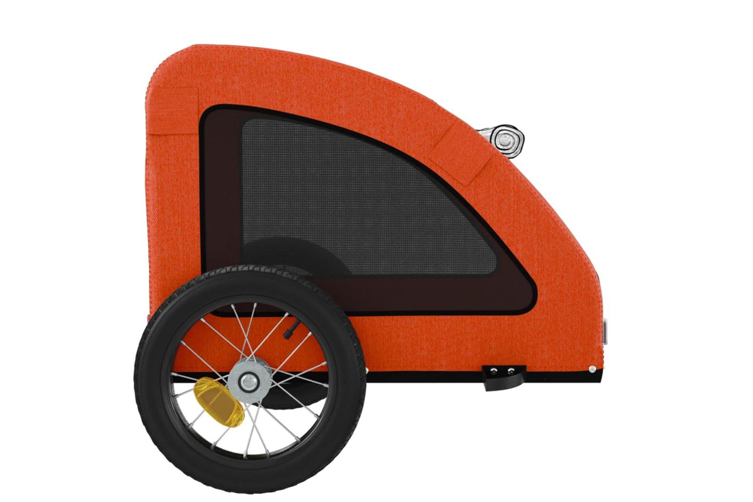 Vidaxl Pet Bike Trailer Orange Oxford Fabric And Iron-7