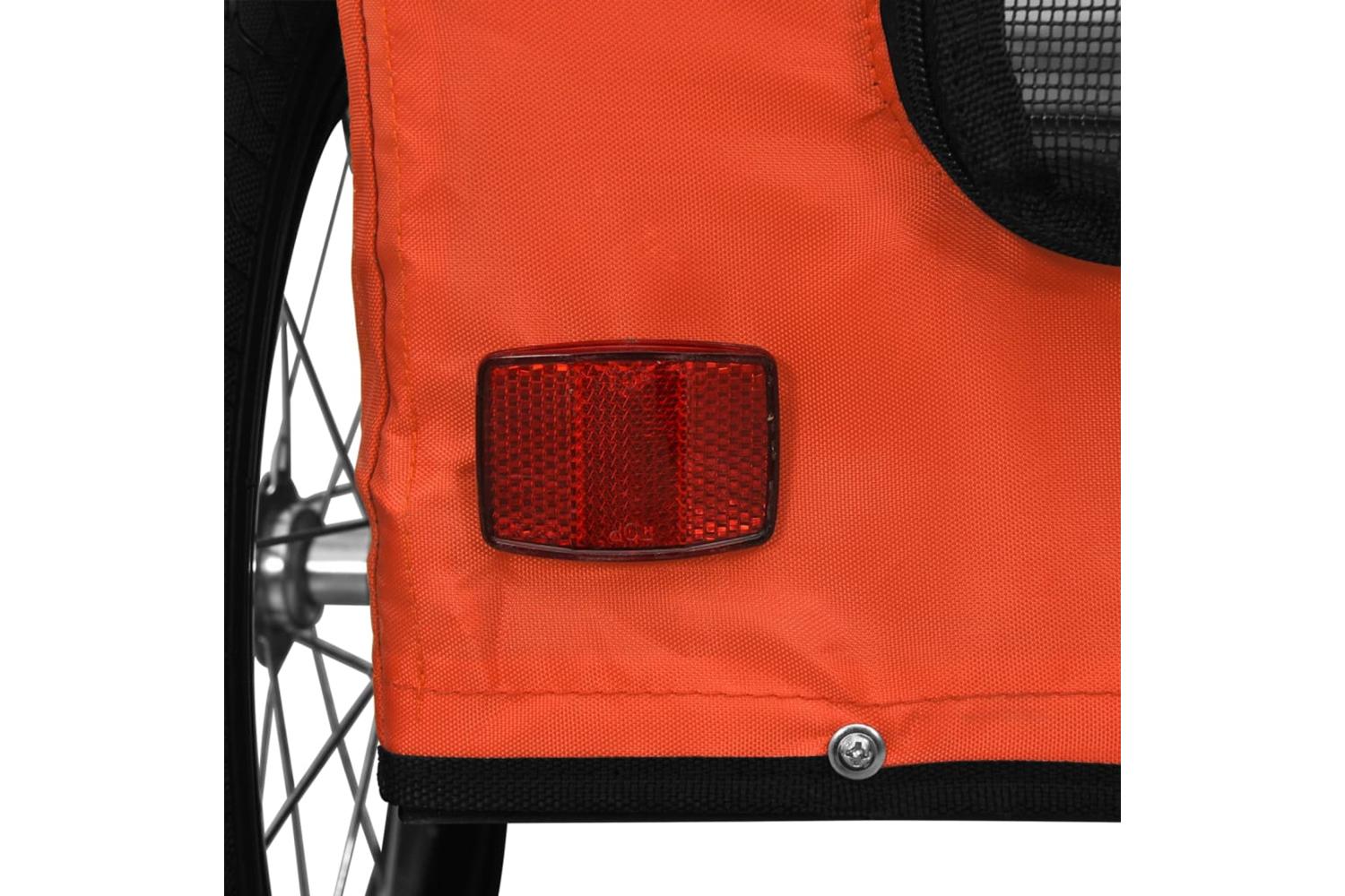 Vidaxl Pet Bike Trailer Orange Oxford Fabric And Iron-10