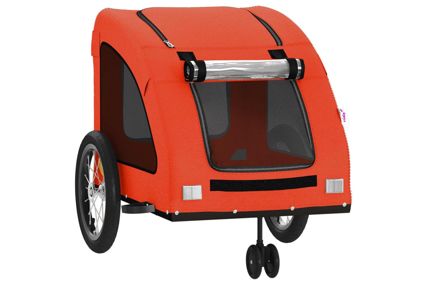 Vidaxl Pet Bike Trailer Orange Oxford Fabric And Iron-5