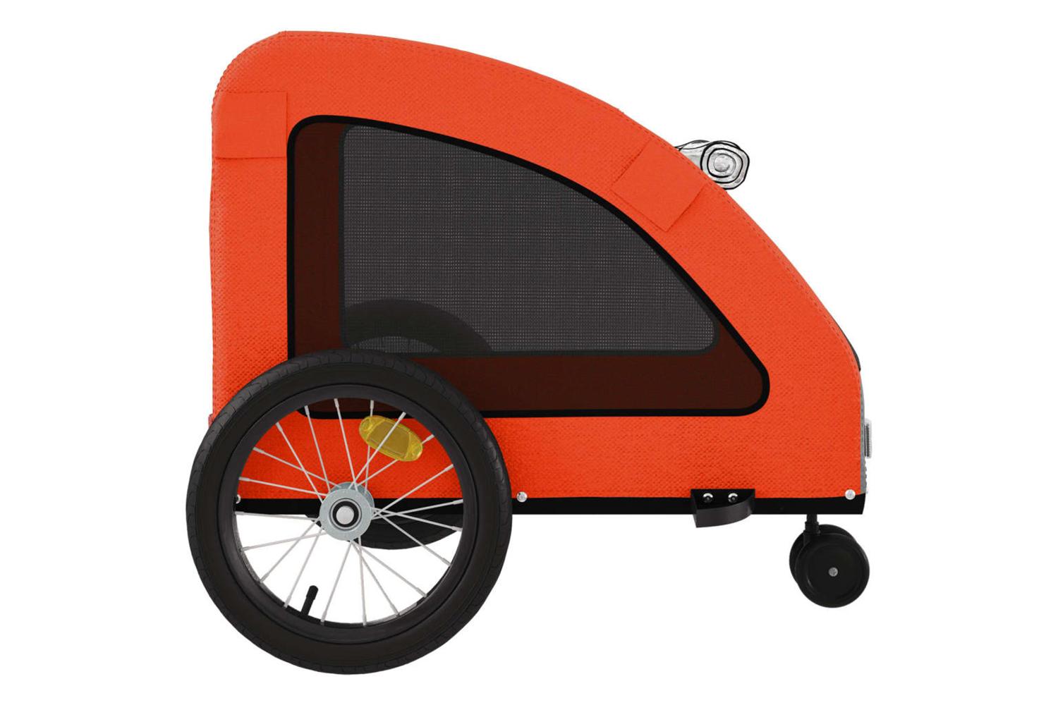 Vidaxl Pet Bike Trailer Orange Oxford Fabric And Iron-7