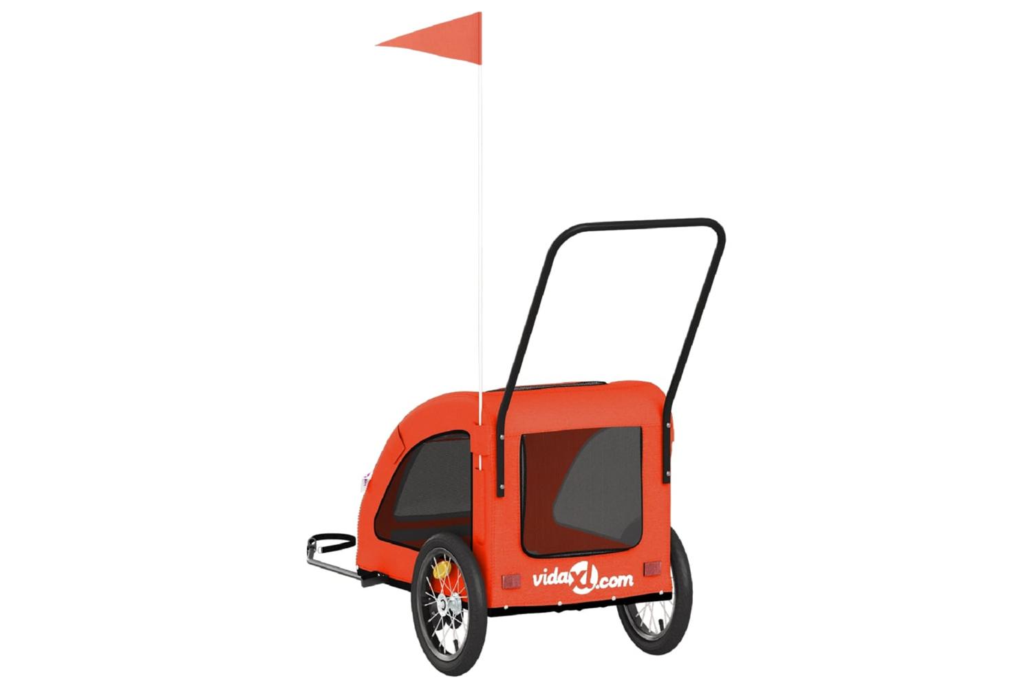 Vidaxl Pet Bike Trailer Orange Oxford Fabric And Iron-8