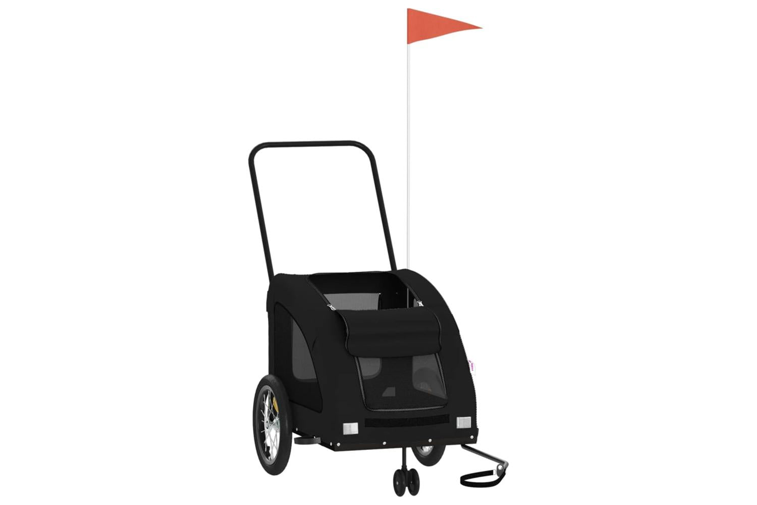 Vidaxl Pet Bike Trailer Black Oxford Fabric And Iron-3
