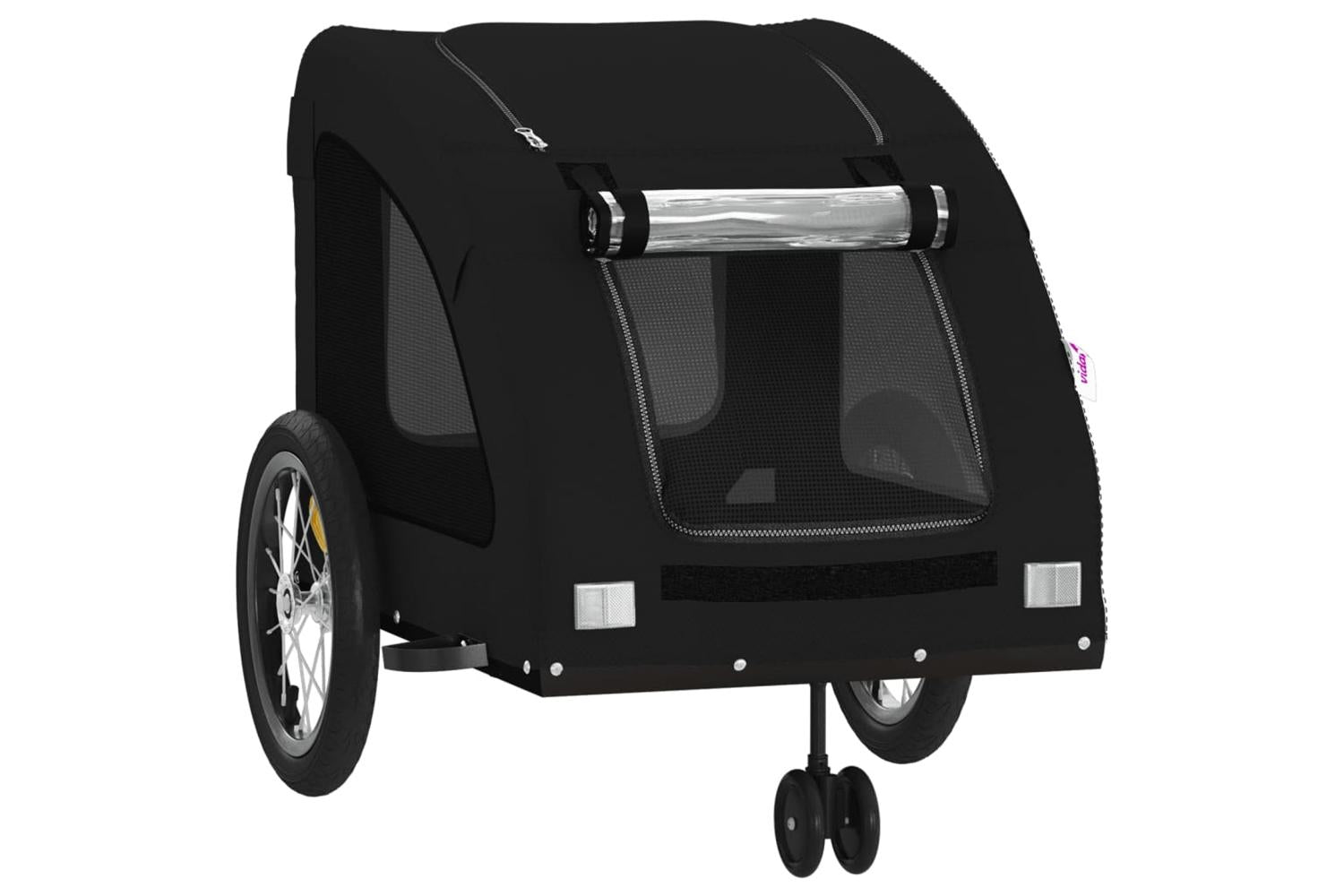 Vidaxl Pet Bike Trailer Black Oxford Fabric And Iron-5