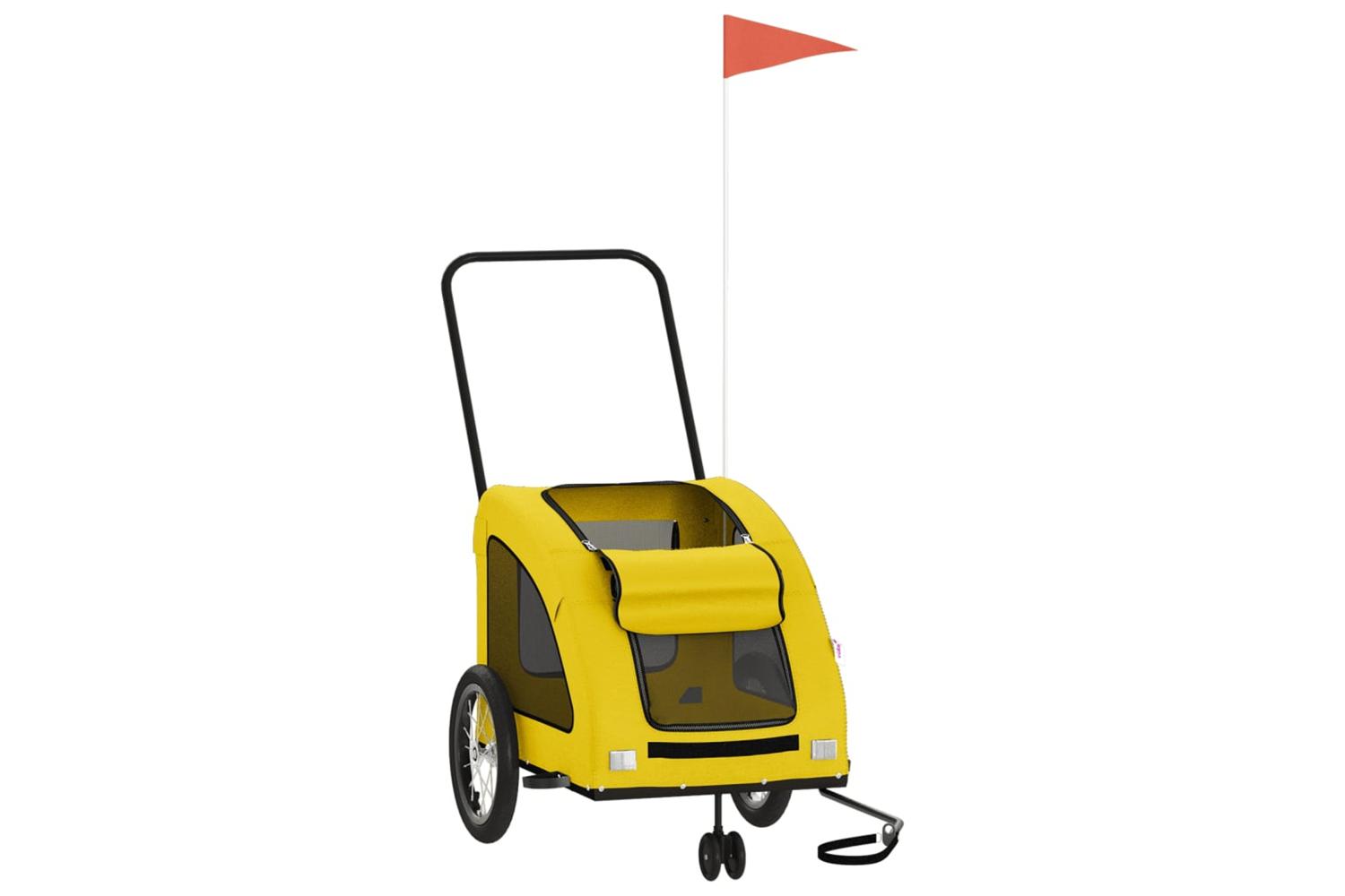 Vidaxl Pet Bike Trailer Yellow Oxford Fabric And Iron-3
