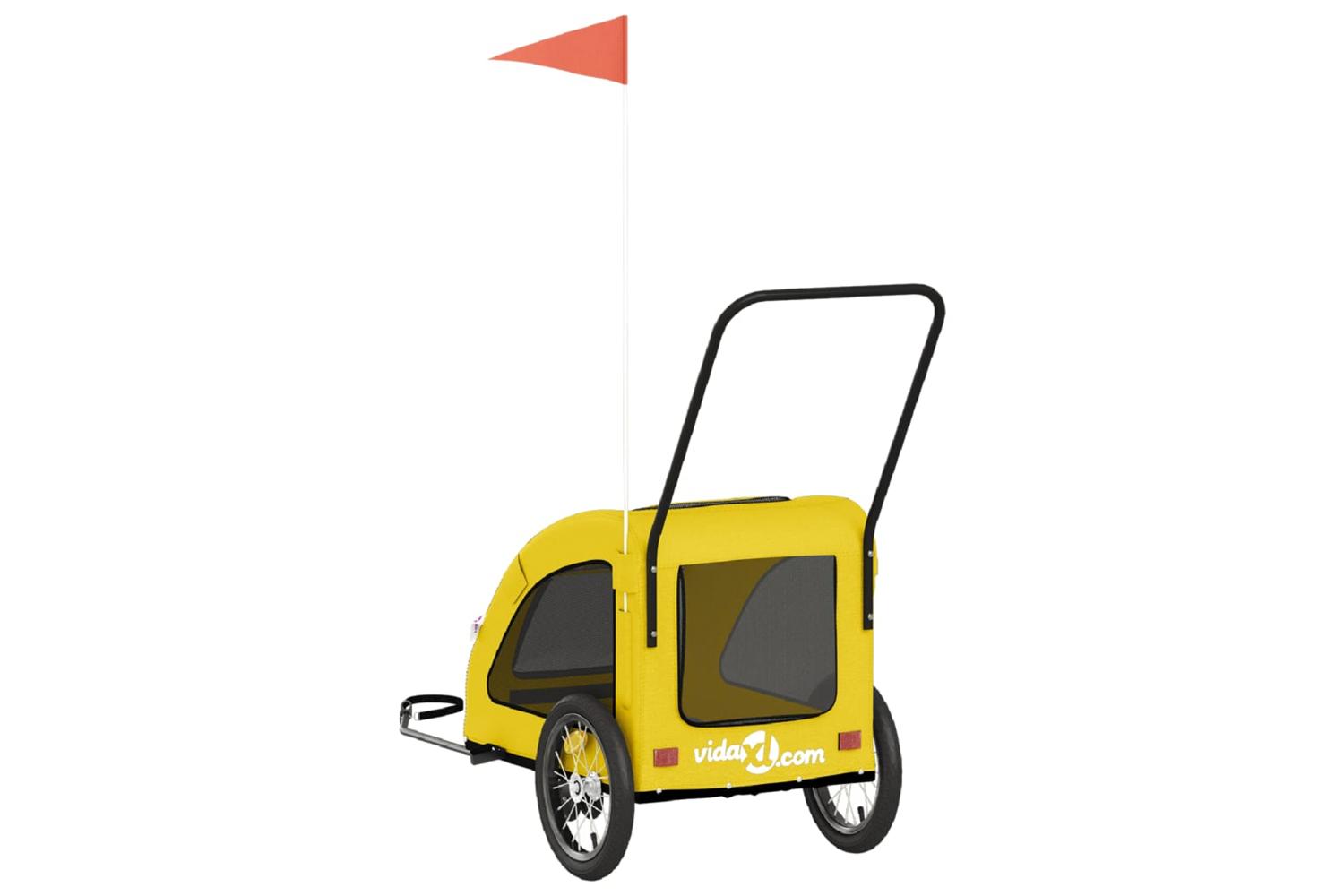 Vidaxl Pet Bike Trailer Yellow Oxford Fabric And Iron-8