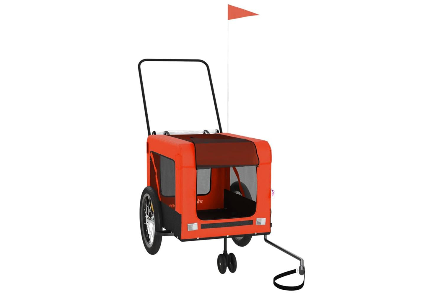 Vidaxl Pet Bike Trailer Orange And Black Oxford Fabric And Iron-3
