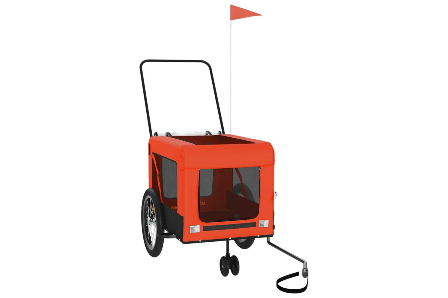 Vidaxl Pet Bike Trailer Orange And Black Oxford Fabric And Iron-4