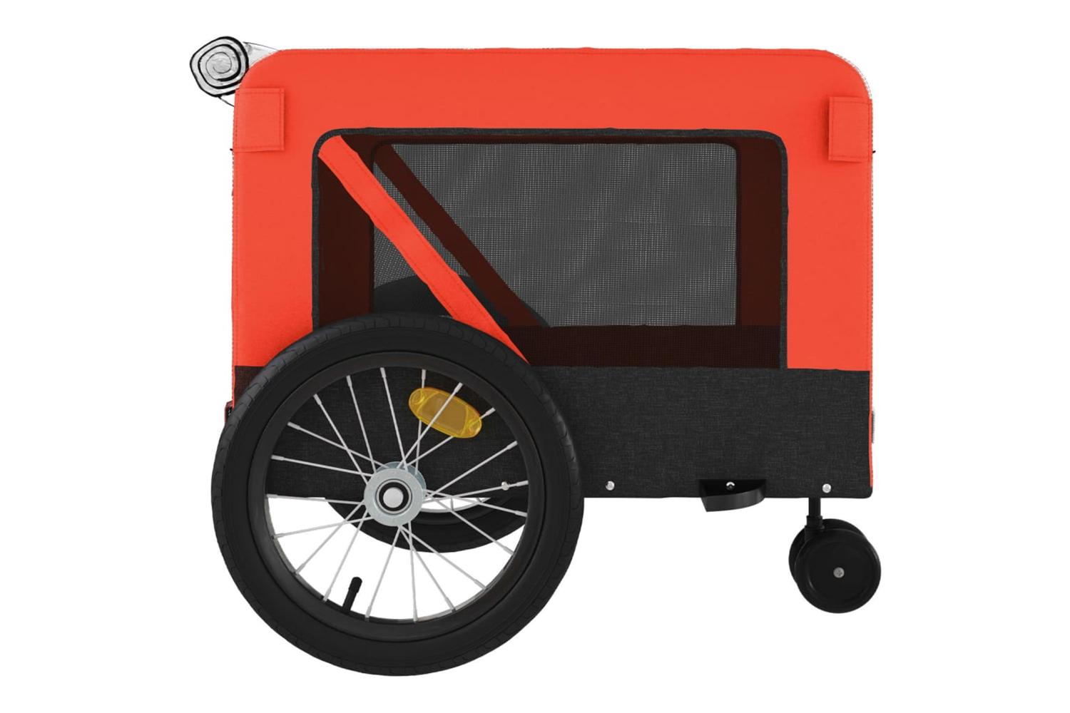 Vidaxl Pet Bike Trailer Orange And Black Oxford Fabric And Iron-8