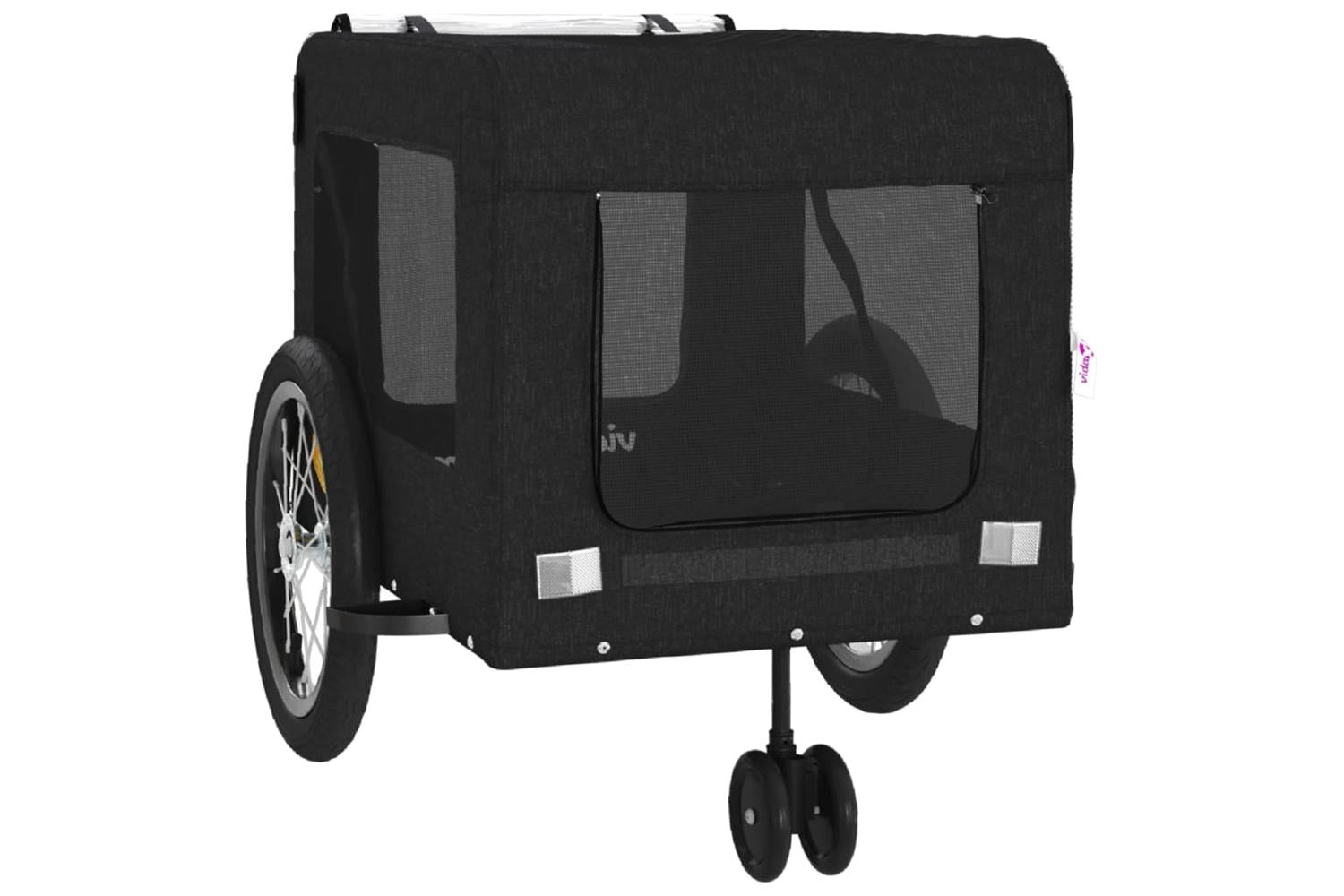 Vidaxl Pet Bike Trailer Black Oxford Fabric And Iron-6