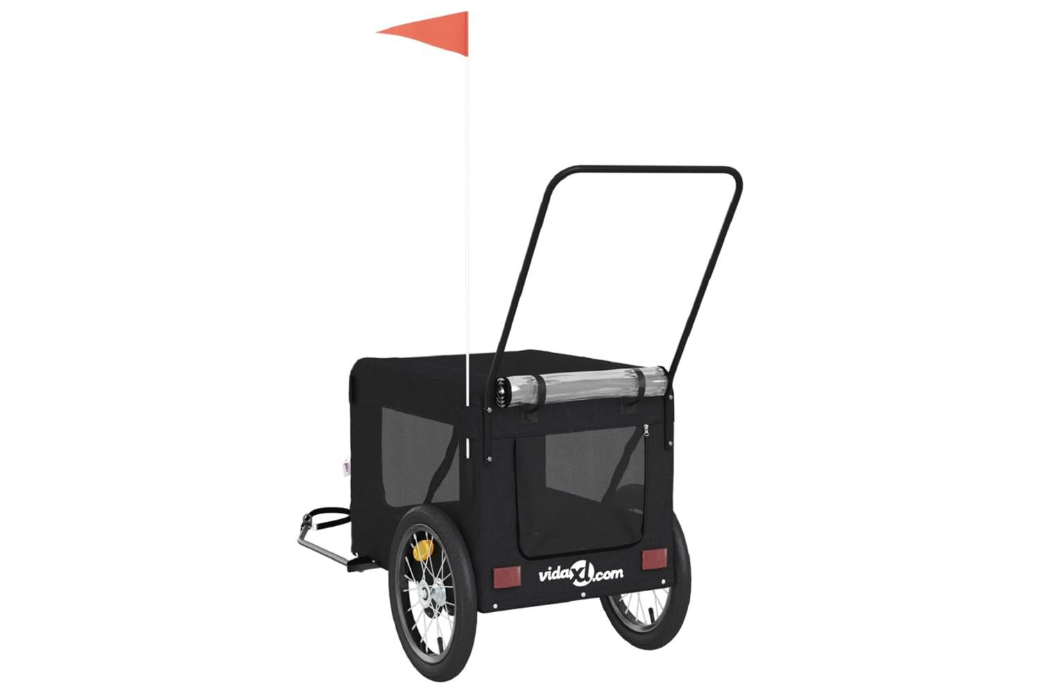 Vidaxl Pet Bike Trailer Black Oxford Fabric And Iron-9