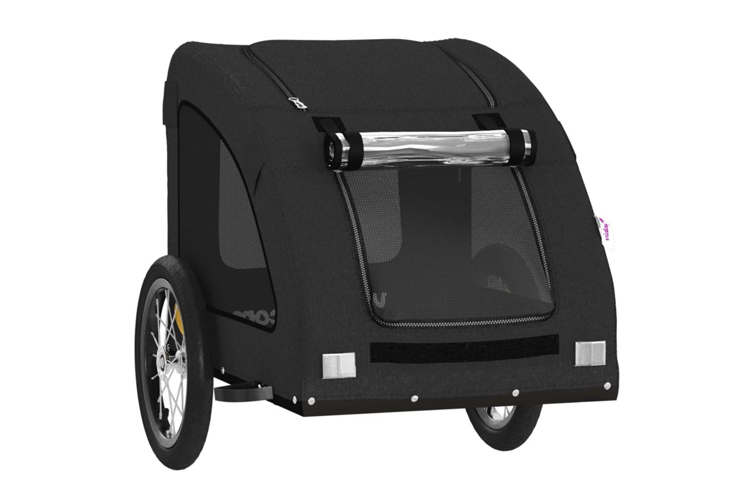 Vidaxl Pet Bike Trailer Black Oxford Fabric And Iron-5