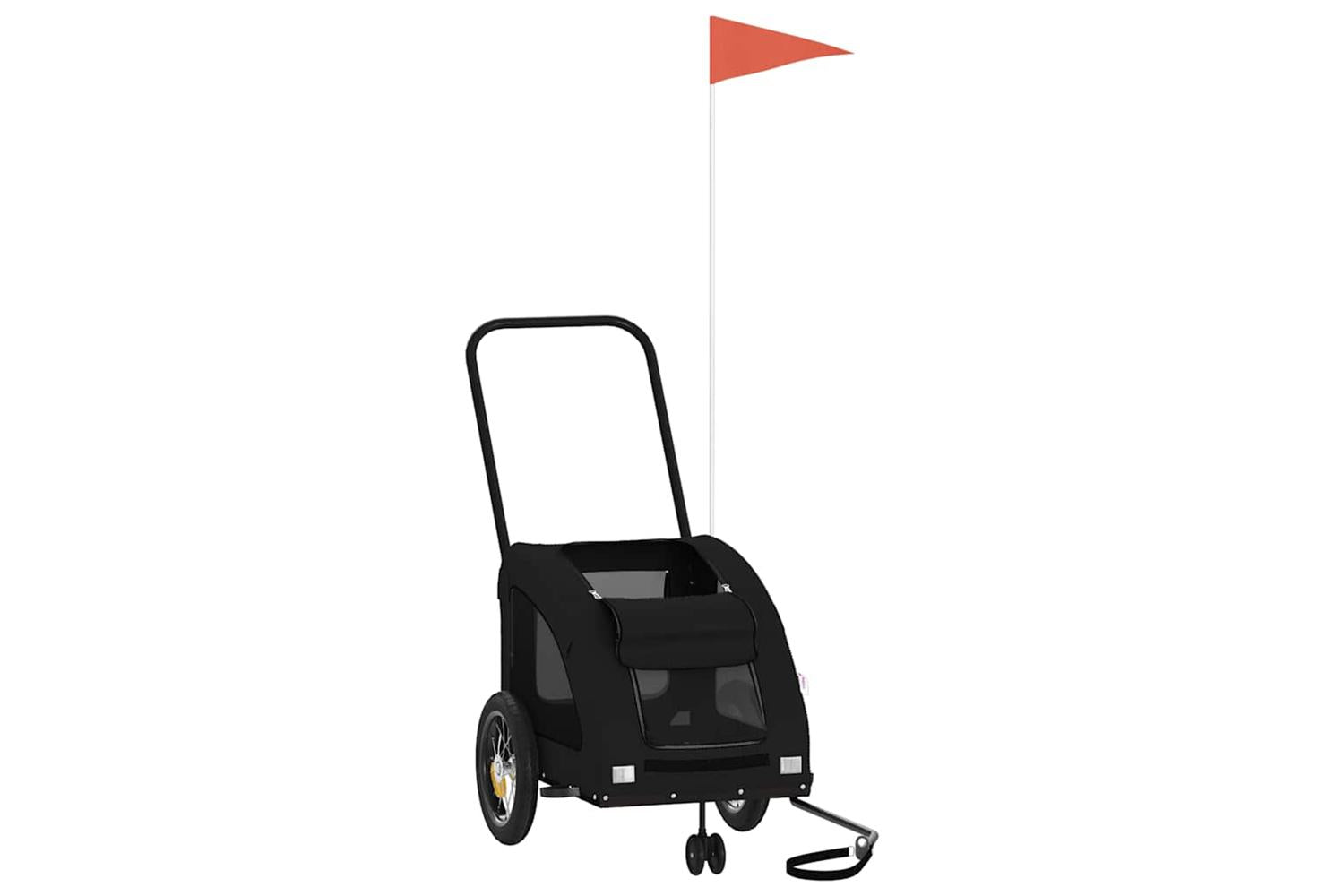 Vidaxl Pet Bike Trailer Black Oxford Fabric And Iron-3