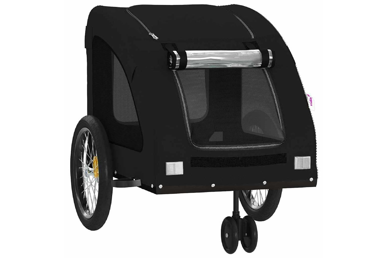 Vidaxl Pet Bike Trailer Black Oxford Fabric And Iron-5