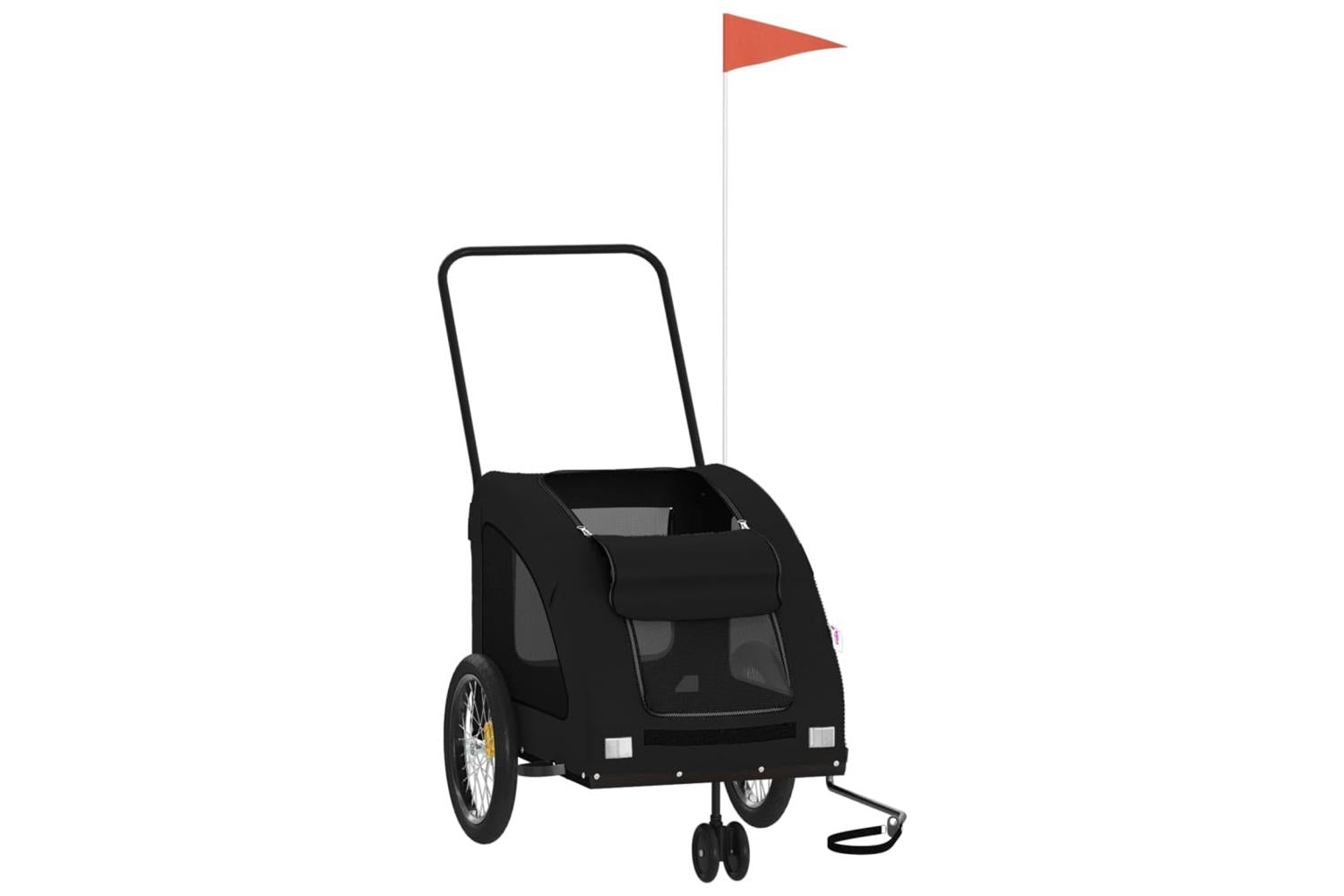 Vidaxl Pet Bike Trailer Black Oxford Fabric And Iron-3