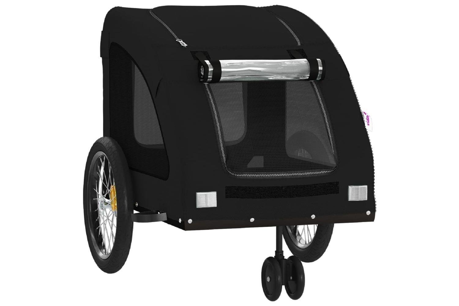 Vidaxl Pet Bike Trailer Black Oxford Fabric And Iron-5