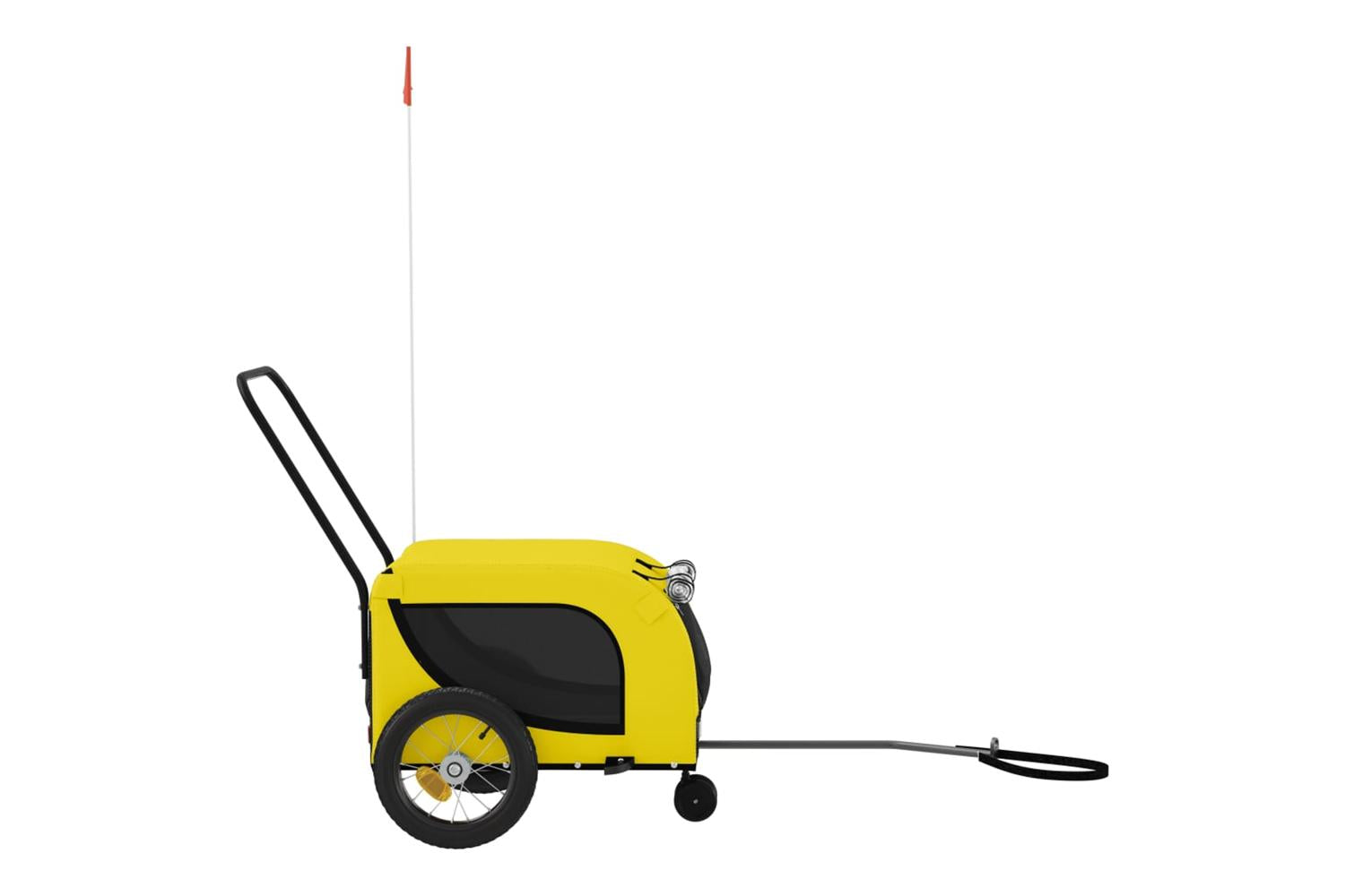 Vidaxl Pet Bike Trailer Yellow And Black Oxford Fabric And Iron-5