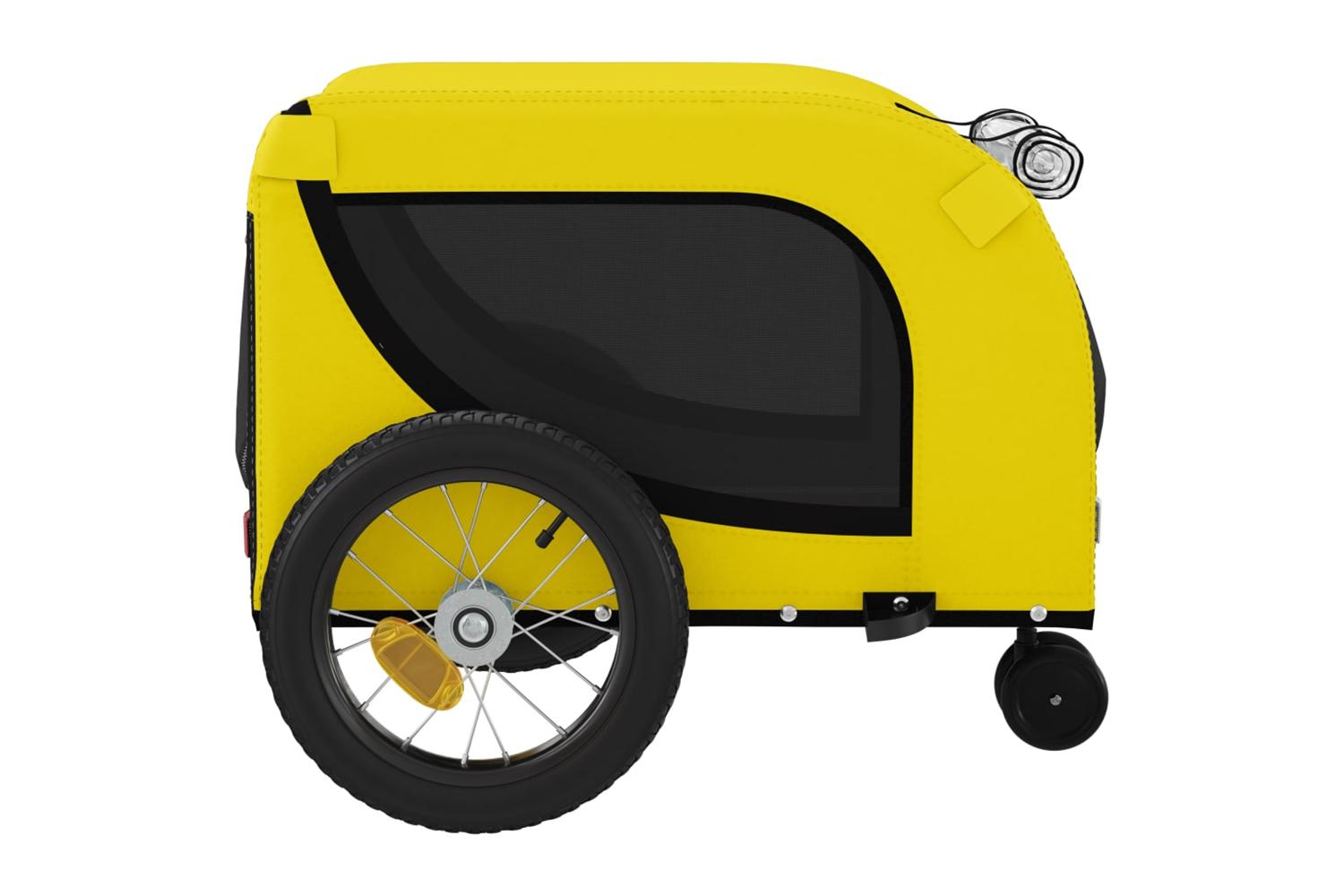 Vidaxl Pet Bike Trailer Yellow And Black Oxford Fabric And Iron-6