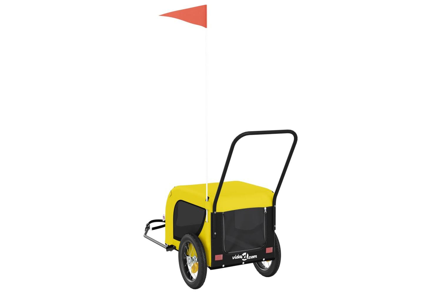 Vidaxl Pet Bike Trailer Yellow And Black Oxford Fabric And Iron-7