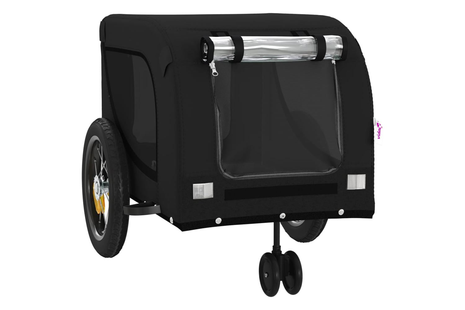 Vidaxl Pet Bike Trailer Black Oxford Fabric And Iron-4