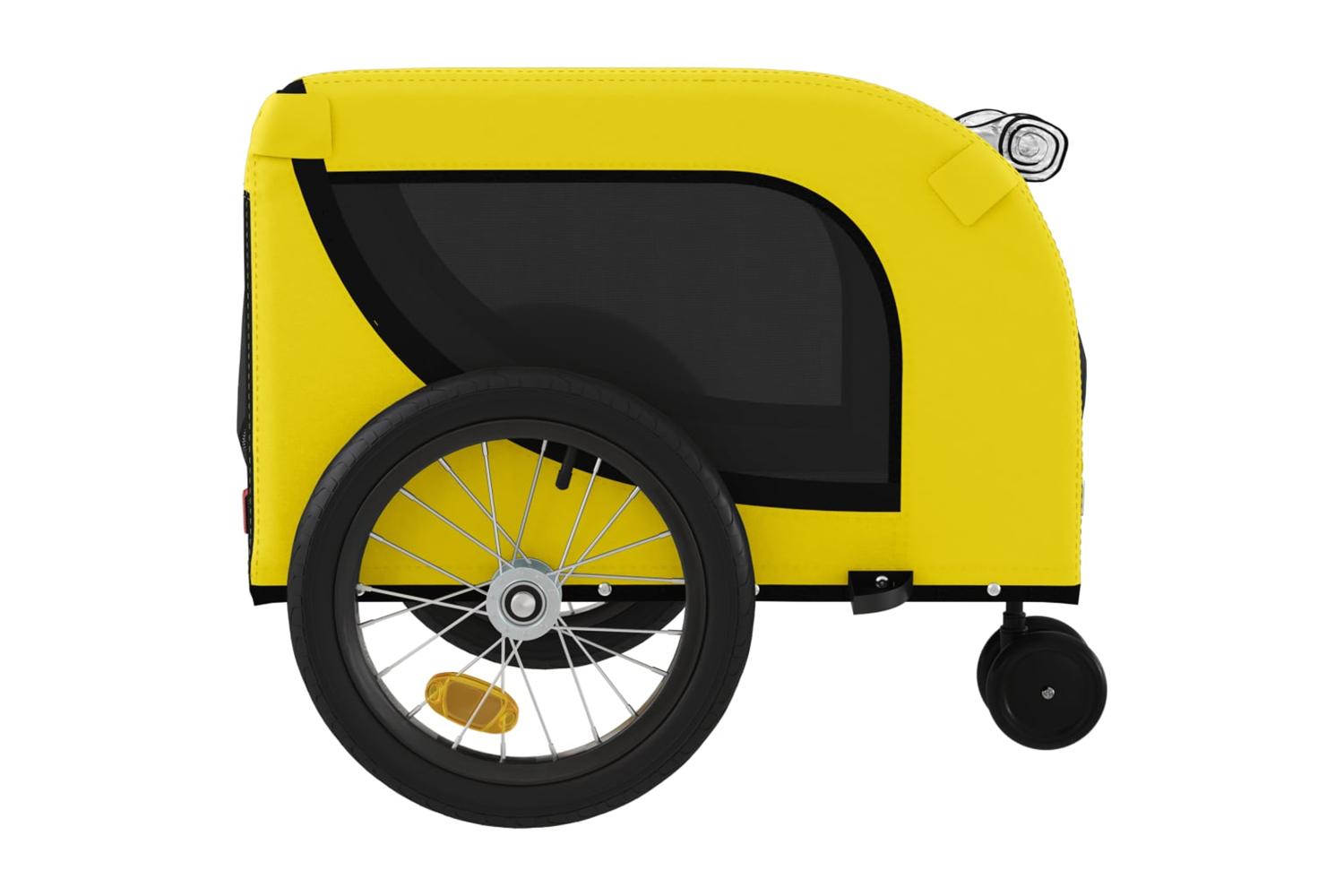 Vidaxl Pet Bike Trailer Yellow And Black Oxford Fabric And Iron-6
