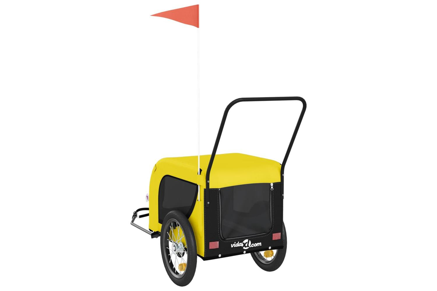 Vidaxl Pet Bike Trailer Yellow And Black Oxford Fabric And Iron-7