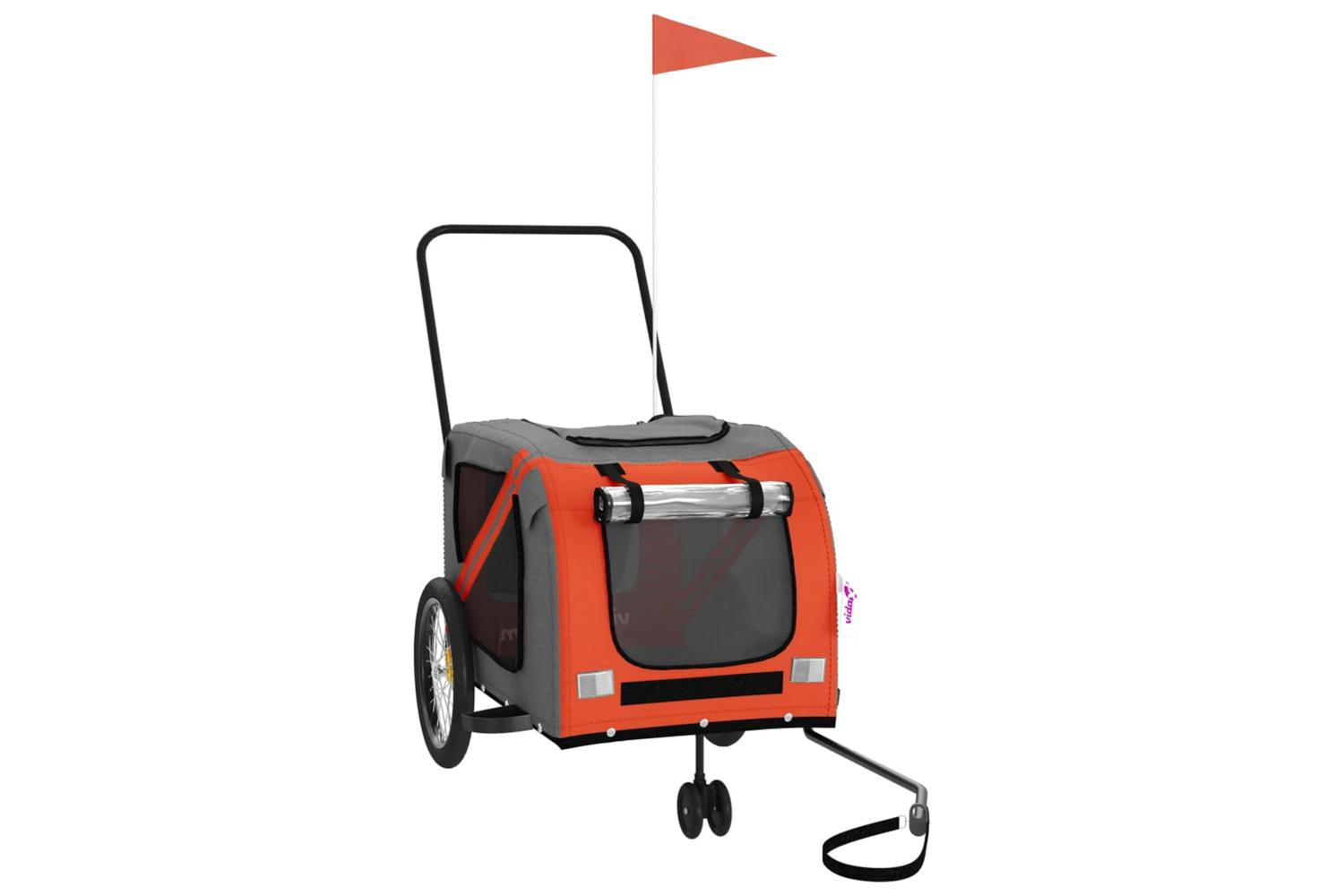 Vidaxl Pet Bike Trailer Orange And Grey Oxford Fabric And Iron-2