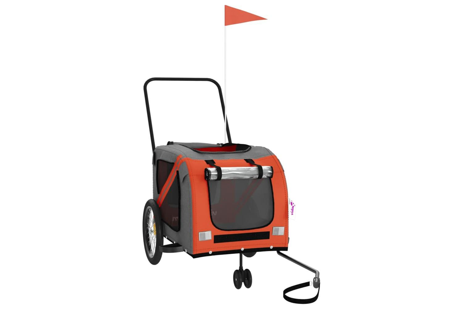 Vidaxl Pet Bike Trailer Orange And Grey Oxford Fabric And Iron-3