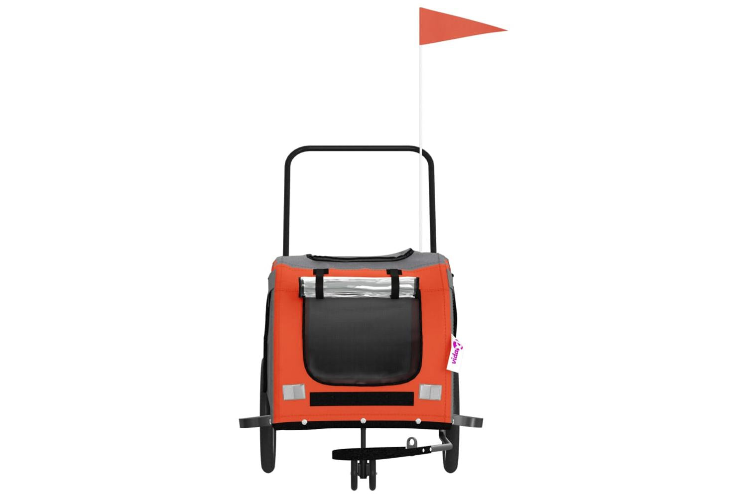 Vidaxl Pet Bike Trailer Orange And Grey Oxford Fabric And Iron-4