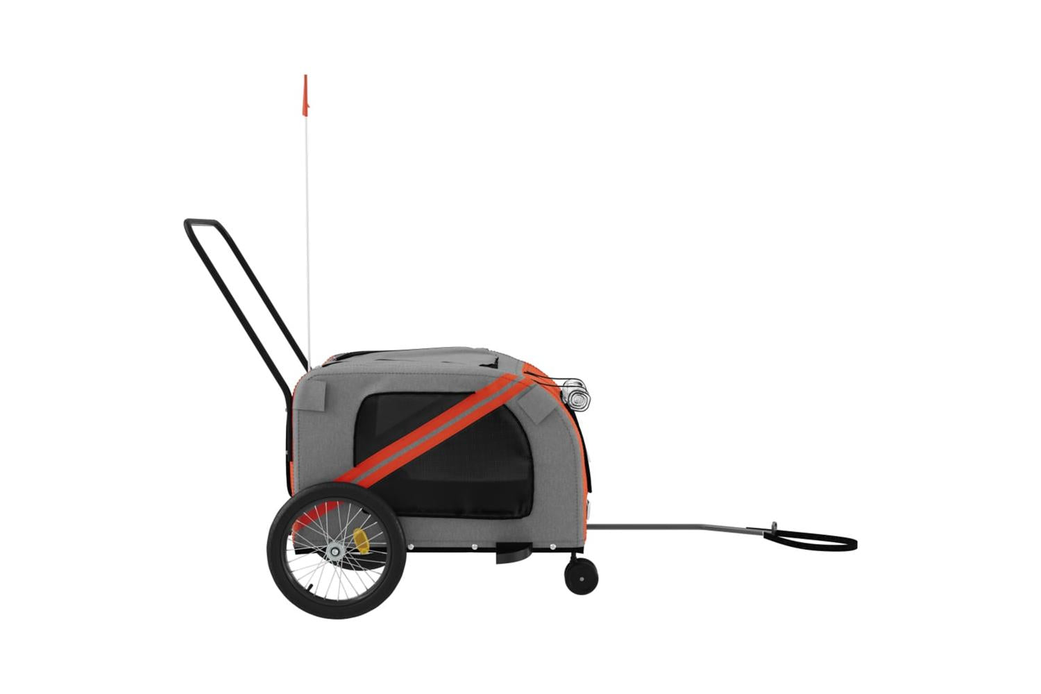 Vidaxl Pet Bike Trailer Orange And Grey Oxford Fabric And Iron-6