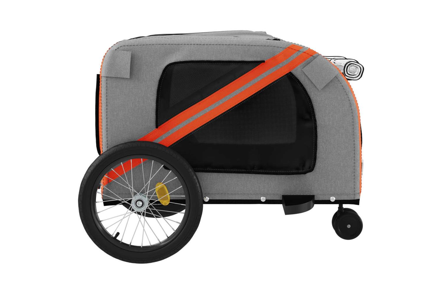 Vidaxl Pet Bike Trailer Orange And Grey Oxford Fabric And Iron-7