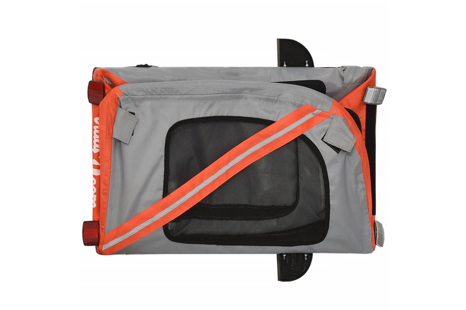 Vidaxl Pet Bike Trailer Orange And Grey Oxford Fabric And Iron-9