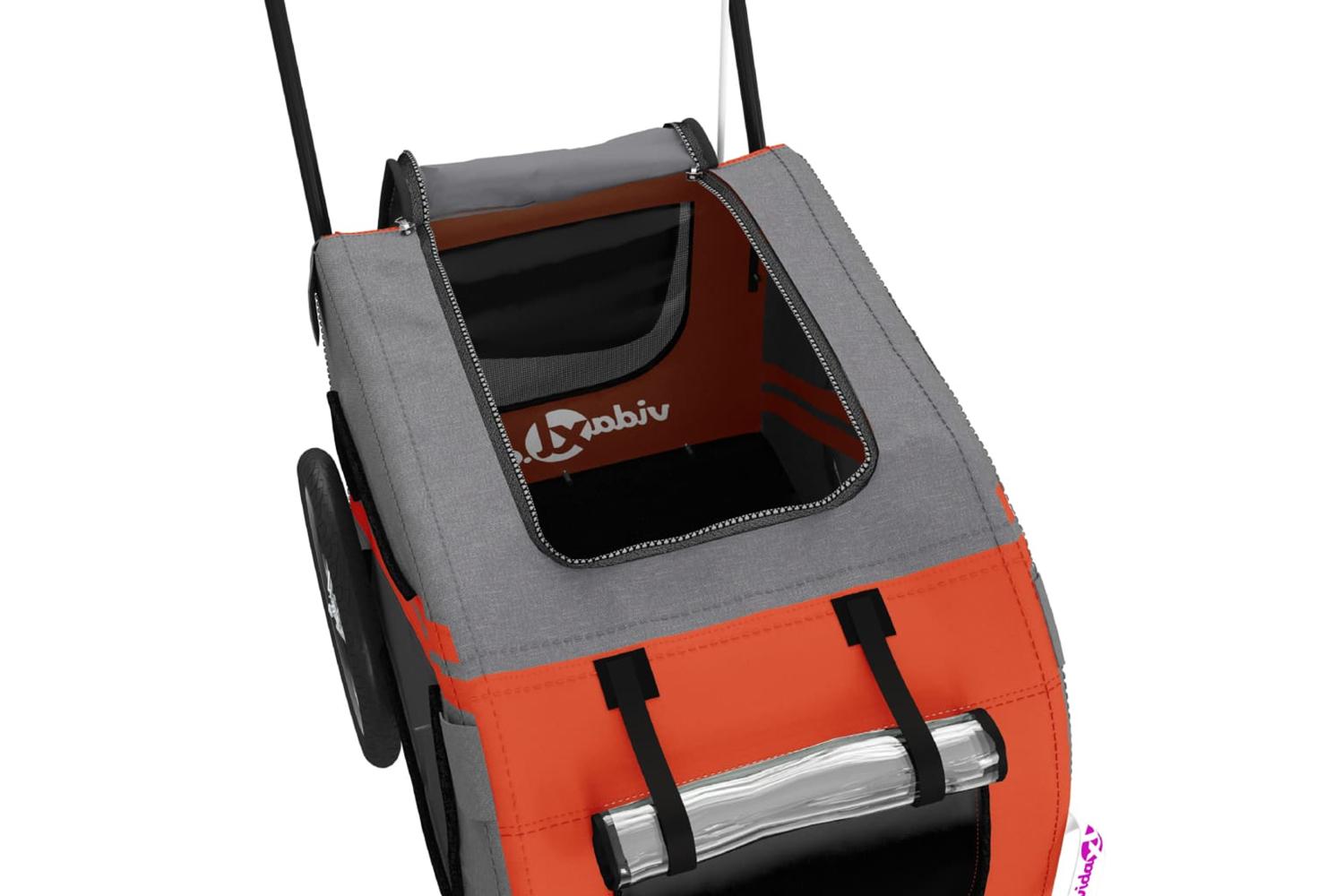 Vidaxl Pet Bike Trailer Orange And Grey Oxford Fabric And Iron-10