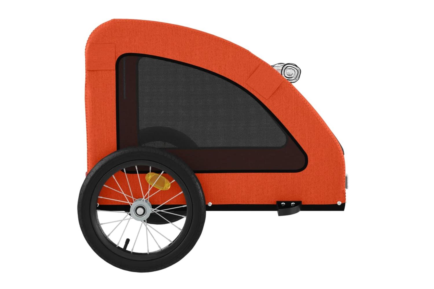 Vidaxl Pet Bike Trailer Orange Oxford Fabric And Iron-7