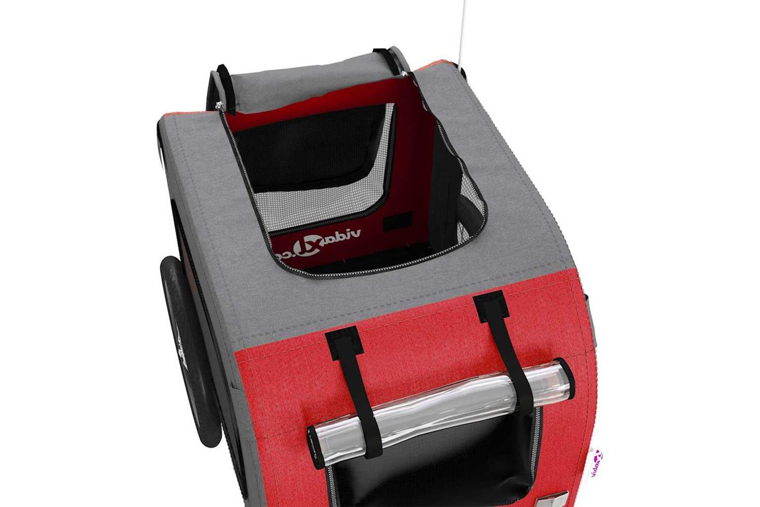 Vidaxl Pet Bike Trailer Red And Grey Oxford Fabric And Iron-10