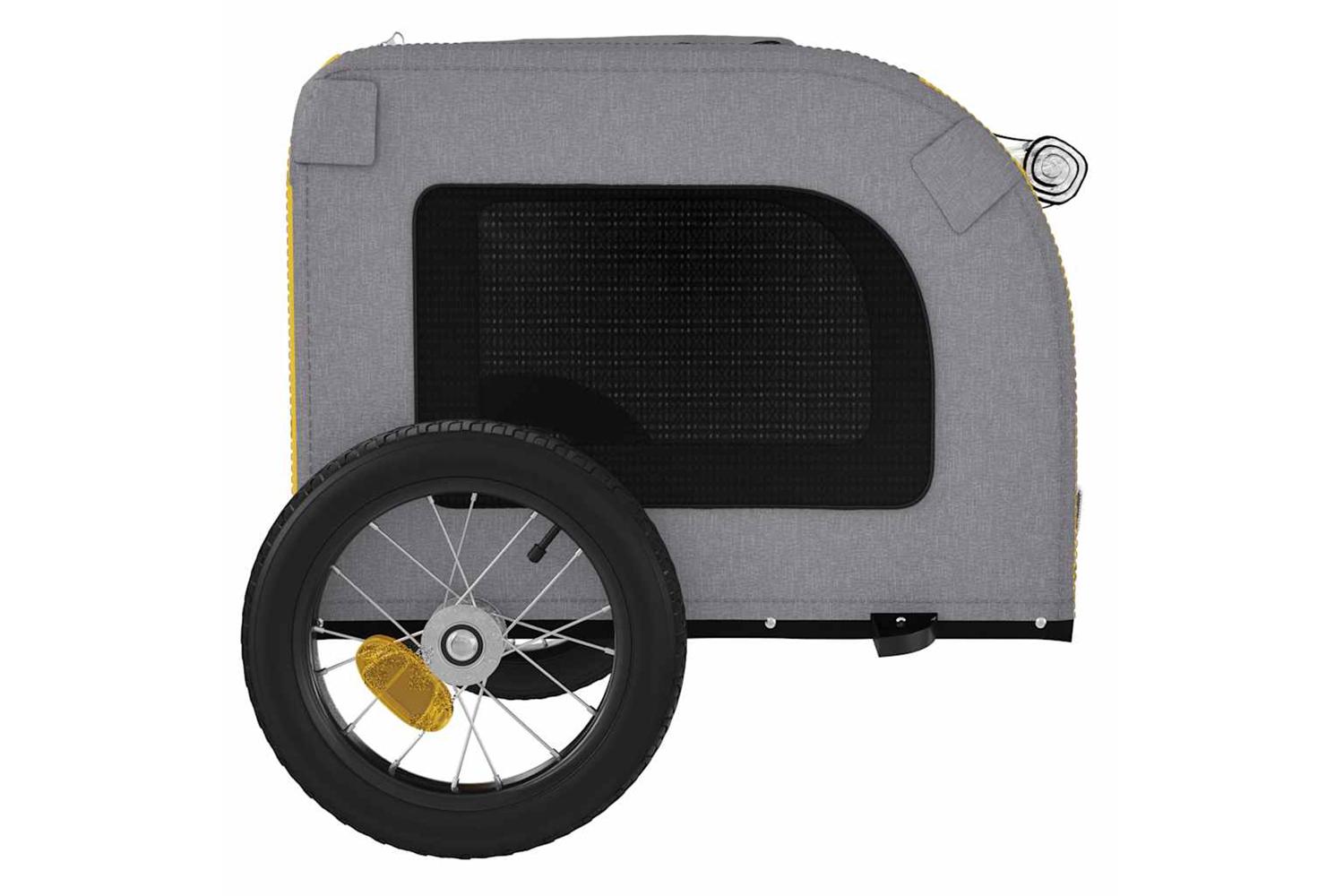 Vidaxl Pet Bike Trailer Yellow And Grey Oxford Fabric And Iron-7